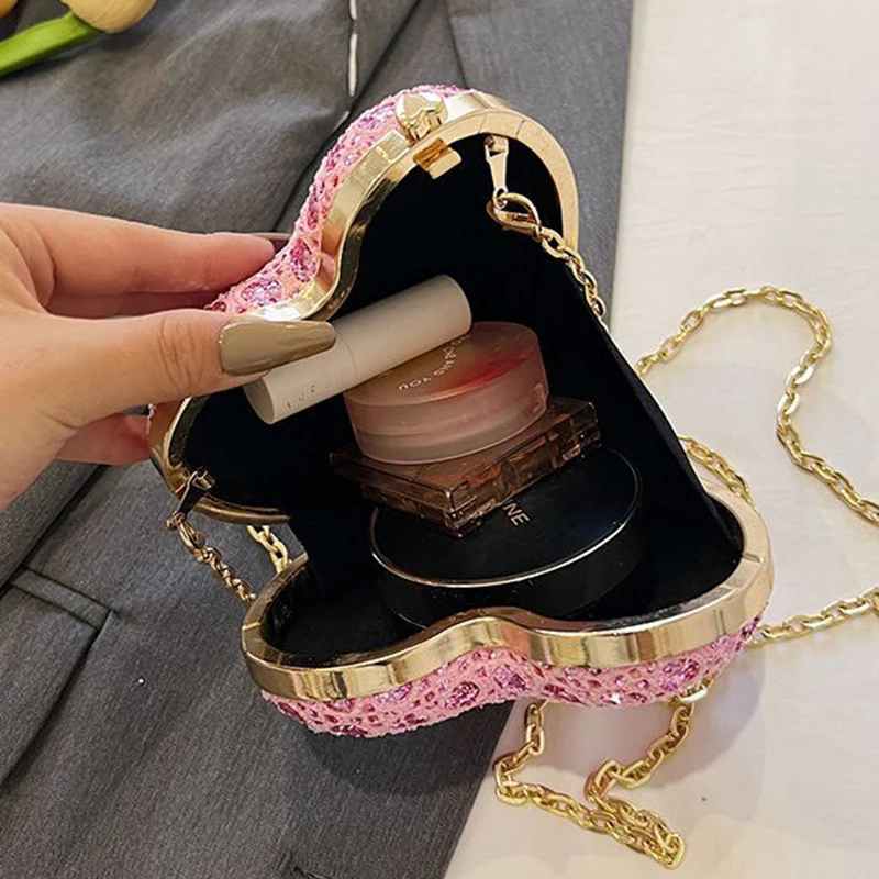 Evening Bag Clutch Bag Luxury Love Heart Diamonds Exquisite Design for Ladies Girls Party Wedding Purse Clutches shoulder bags,women evening bag