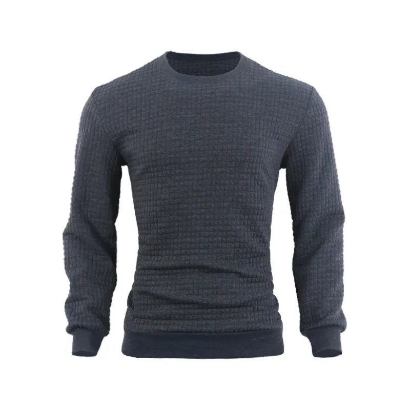 Autumn and Winter Bottoming Sweater Cotton Men's Round Neck Slim Men's Checkered Pullover Top
