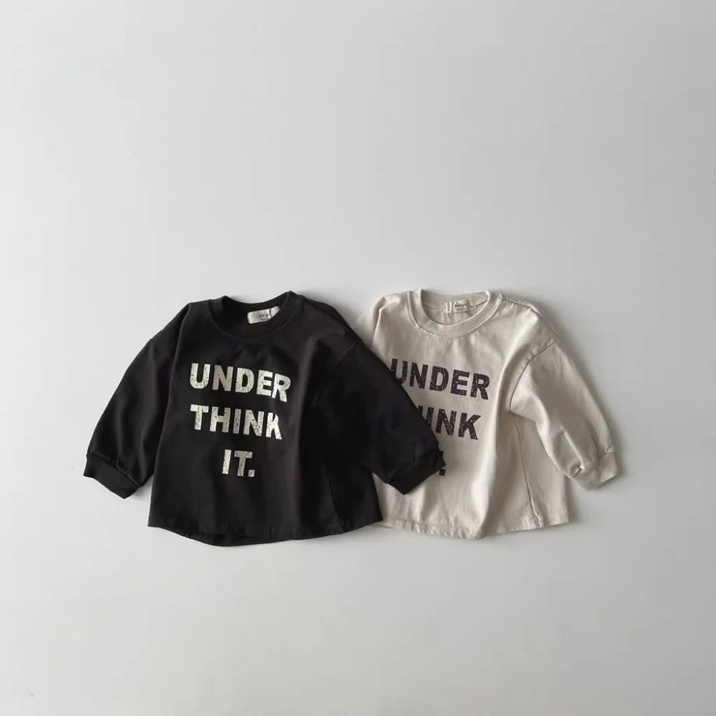 Description Picture 2 of item2025 Spring New Baby Long Sleeve T Shirts Letter Print Children Pullover Cotton Infant Girl Loose Tops Casual Toddler Boy Tee