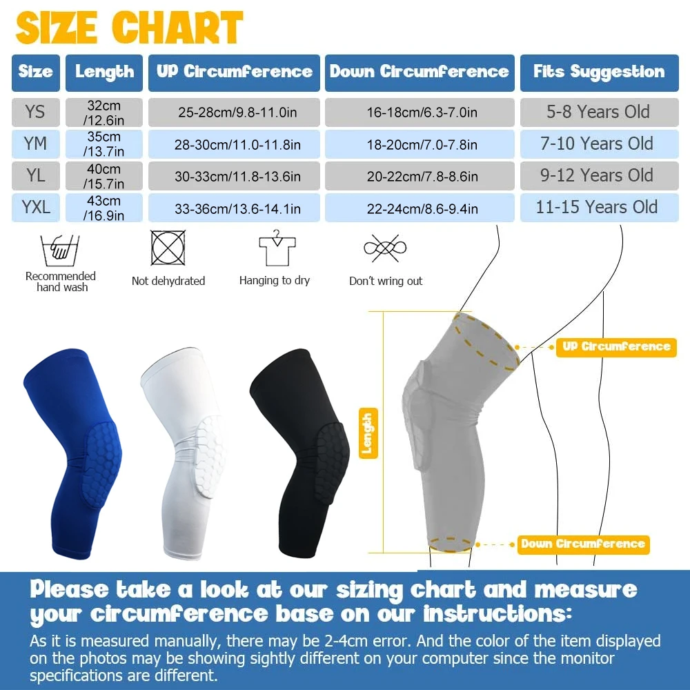 Kids/Youth Sports Honeycomb Compression Knee Pads Guards Protective Gear for Basketball Football Volleyball Cycling Sports Protective Gear