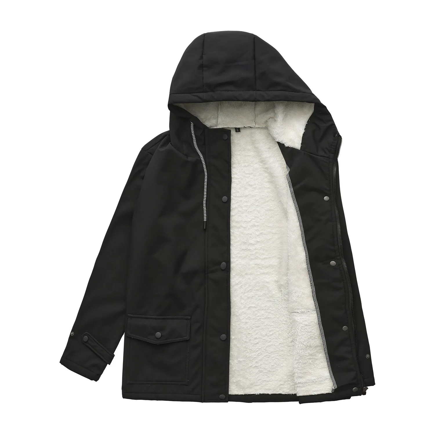Winter Women's Long-sleeve Hooded Trench Coat, Purple Fleece-Lined Jacket,European Size Green Waterproof Overcoat. 4