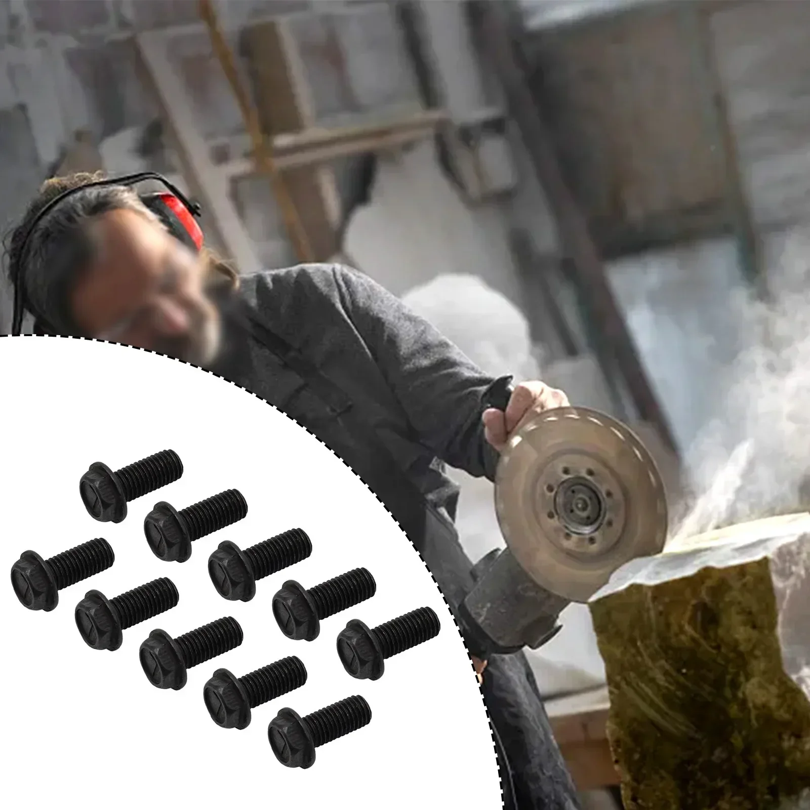 Parts Screw for Cutting Machine 10pcs Accessories Carbon Steel Hex Flange Left Hand Thread M8 M7 M6