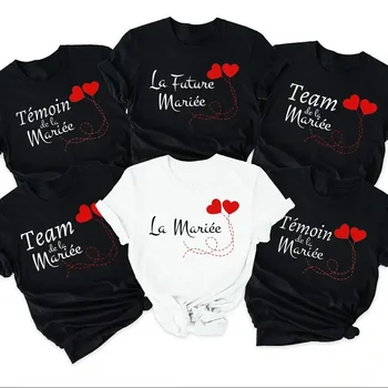 Friend Print Bachelorette Party T-shirt EVJF Team of The Bride T Shirt Outfitwedding Team Bride Witness Bridesmaid Tops Clothes 1
