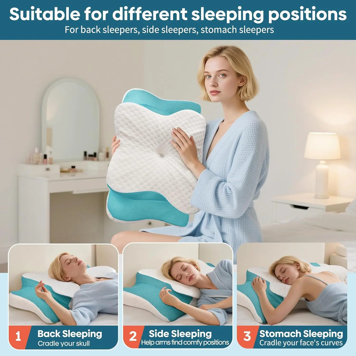 Cervical Ergonomic Memory Foam Pillow for Neck & Shoulder Pain For Side Back Sleepers 2