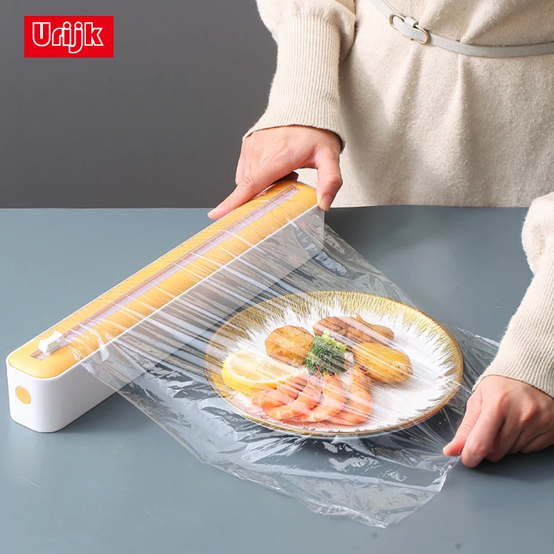 2 In1 Cling Wrap Cutter Cling Film Storage Food Wrap Dispenser Aluminum