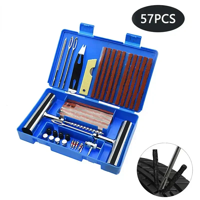 Car Repair Tools 57pcs Car Tire Repair Kit Studding Tool Set Auto Bike Motorcycle Puncture Plug
