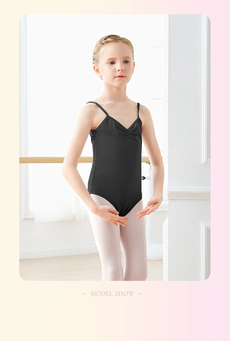 Ballett-Trikots für Mädchen, Kinder, Tanz-Unterhemd, Gymnastik-Trikot, Sommer-Badebekleidung, V-Rücken, Ballett-Kostüme – Detail 6