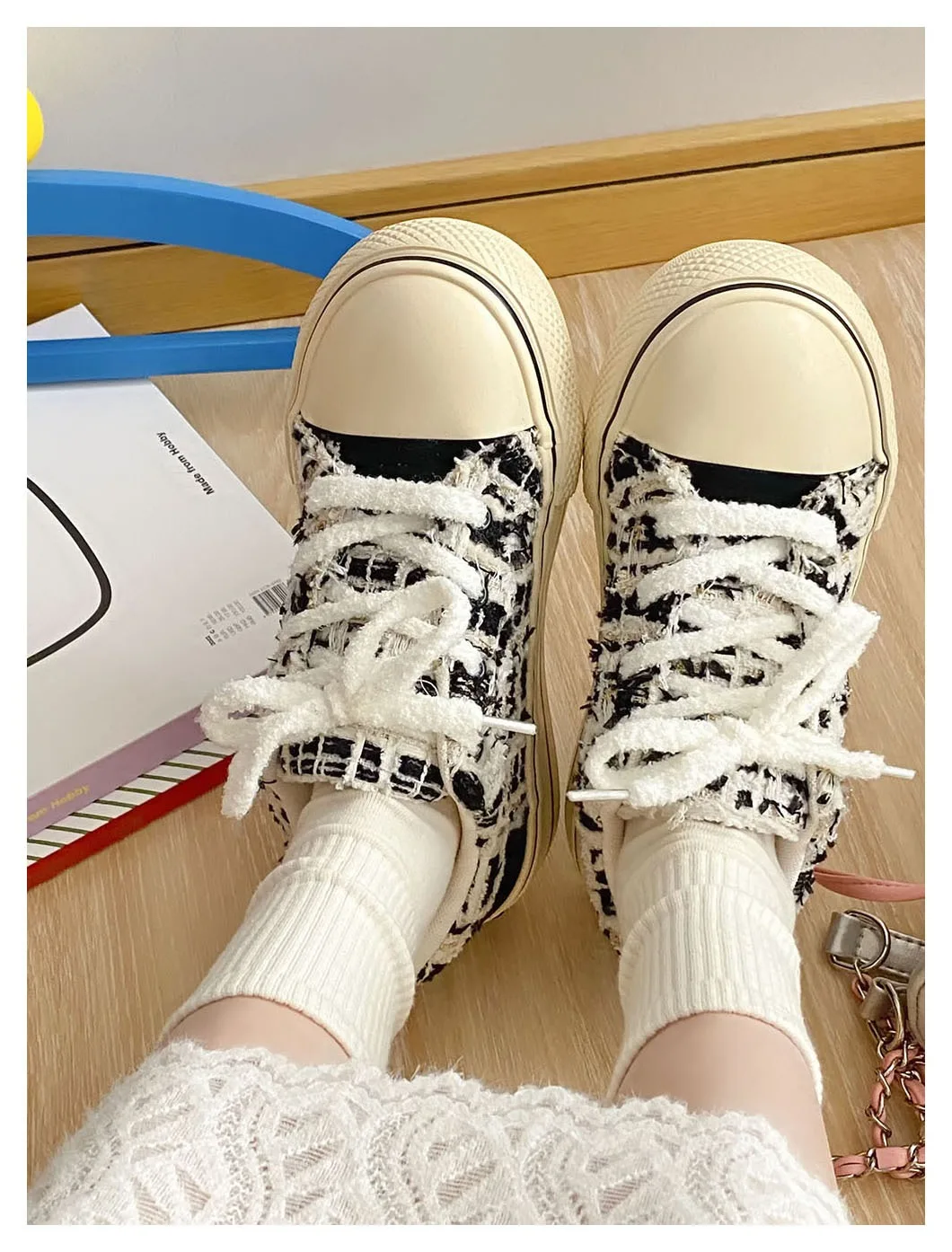 2024 Spring Instagram Trendy Women Canvas Shoes Comfortable/Breathable Women Sports Shoes Fashion Checkered Women Shoes 24-176
