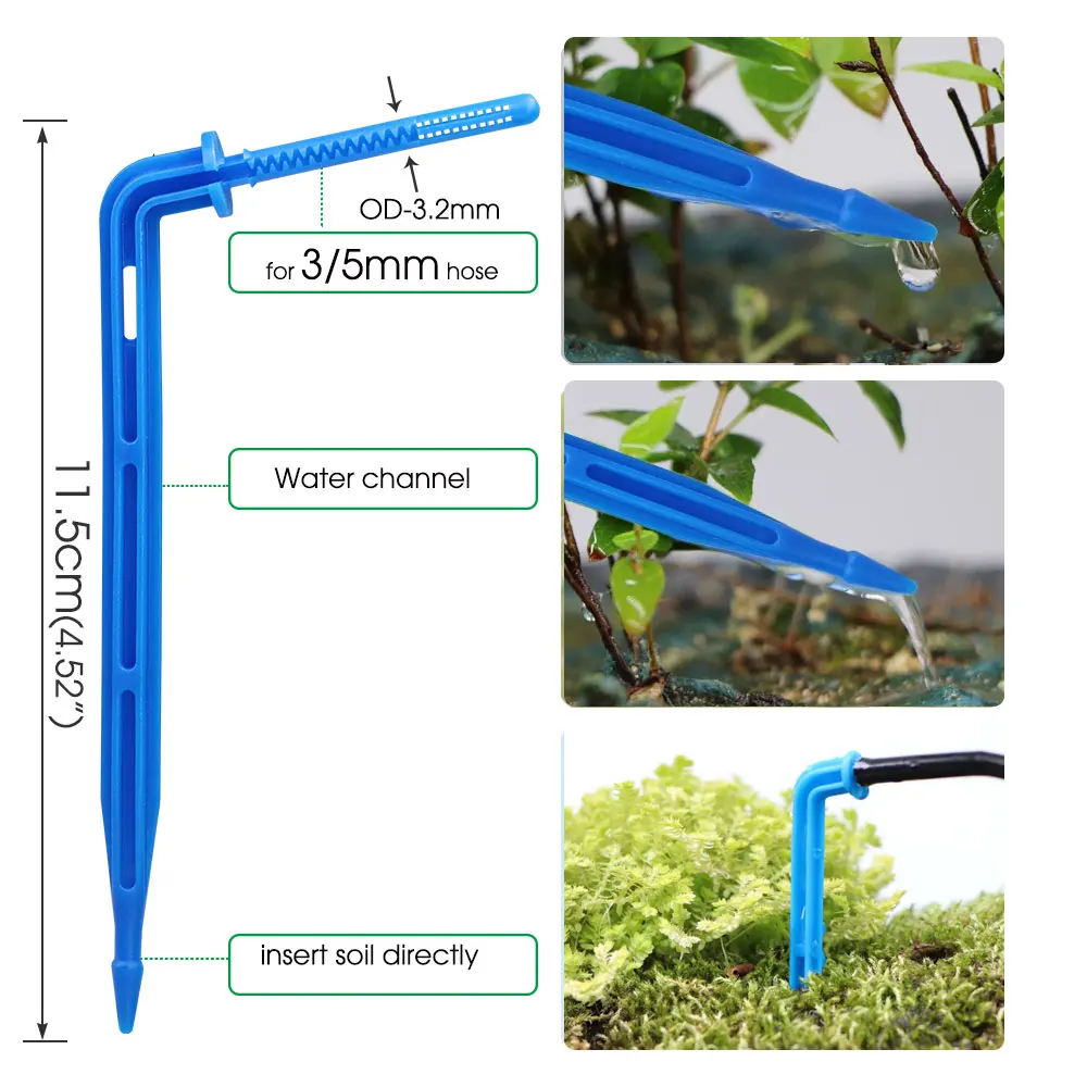 Garden Sprinkler 50pcs 3/5mm Hose Bend Arrow 1/8'' Drip Emitter Dripper for Greenhouse Bonsai Micro Irrigation