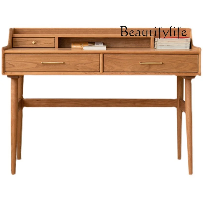 

Nordic Solid Wood Desk Small Apartment Japanese Home Study Office Computer Desk Dressing Table