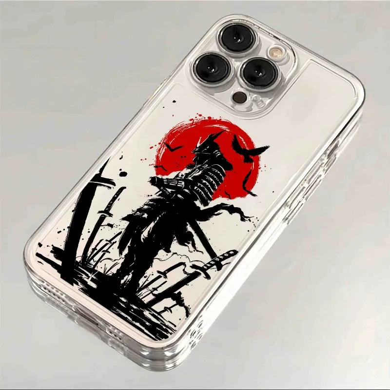 Japan Ghost Face Samurai Shockproof Transparent Phone Case