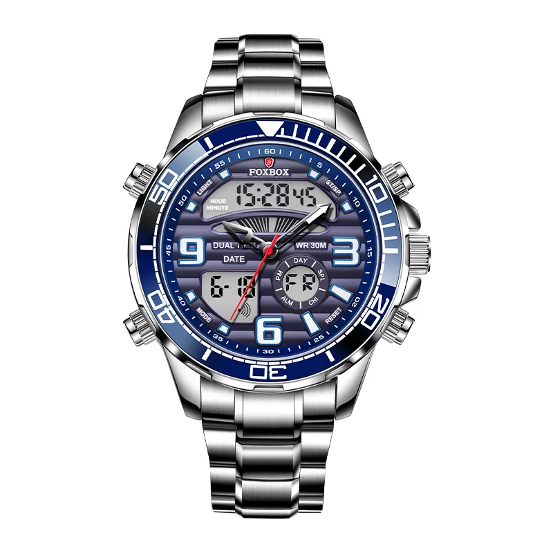 Luxury Men's All-Steel Waterproof Sports Quartz Watch with Gift Box