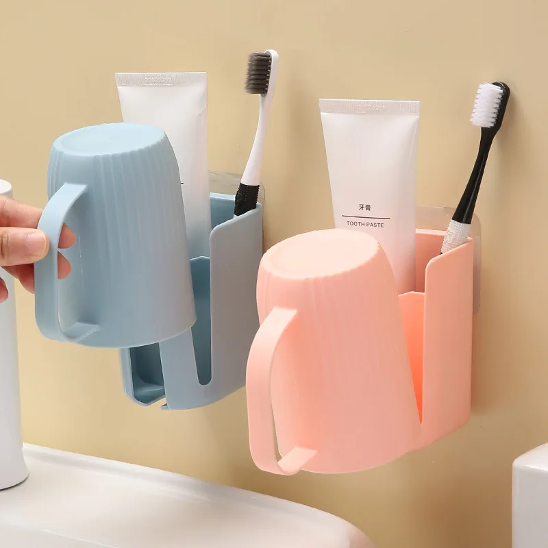 Wall Mounted Toothbrush Holder Punch-Free Quick Draining Tooth Brush Container Plastic Space Saving Toothpaste Dispenser toothbrush holder,toothpaste dispenser