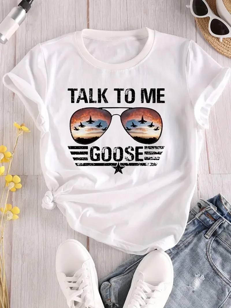 Sprechen Sie mit mir Gooset-Shirt Gänse hemd beliebte Film Inspiration Hip Hop Street Fashion Sommer Top T-Shirt 2024new