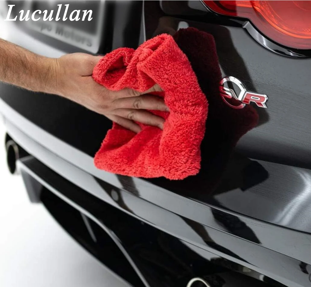 Lucullan 브랜드 슈퍼 영광 Edgeless 플러시 마이크로 화이버 타월 40x40cm 500GSM 천 연마 버핑 마감 세차