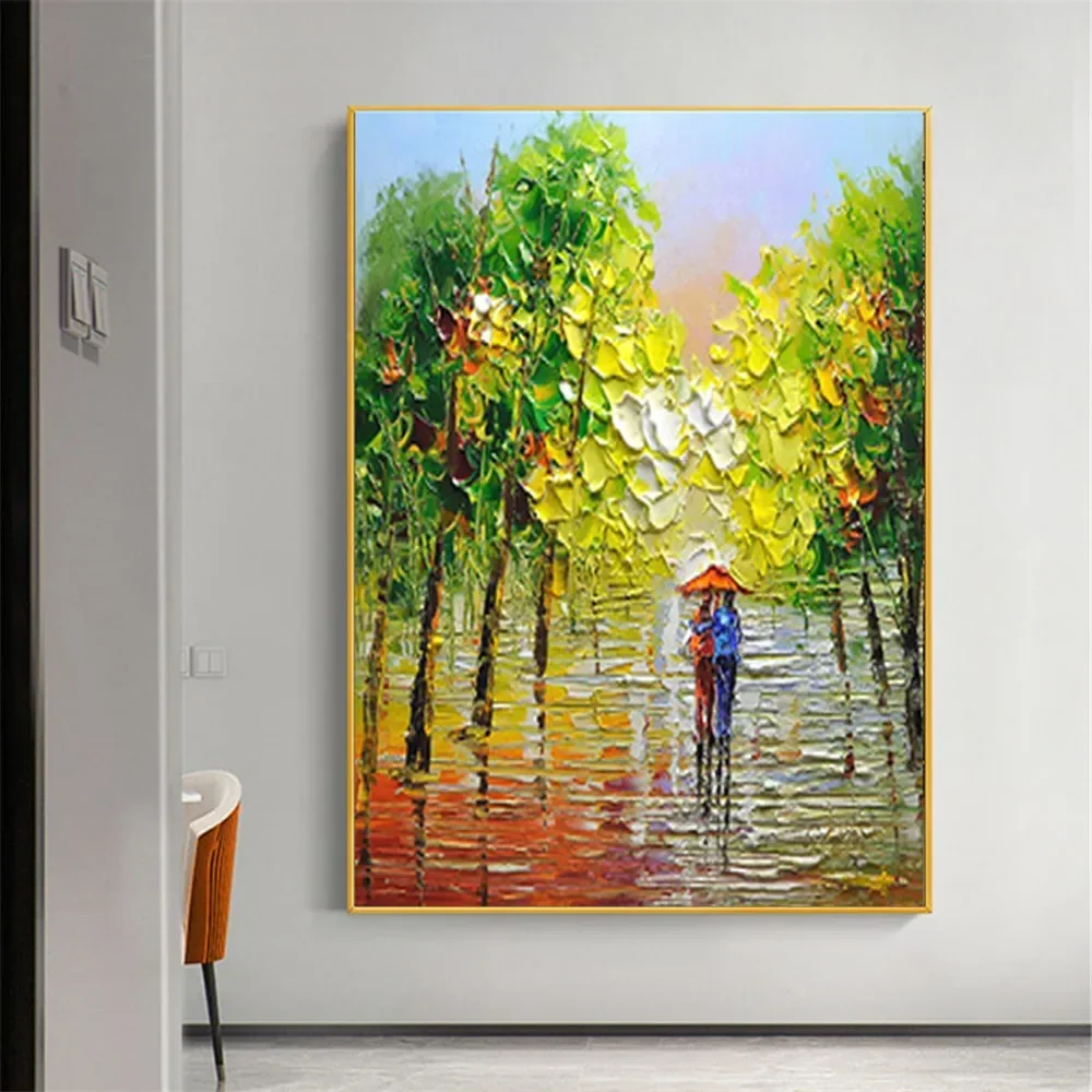 

Canvas Poster Home Wall Art Modern Street Landscape Oil Painting Hand-Painted Abstract Drawing For Living Room Decor Mural OKMUR