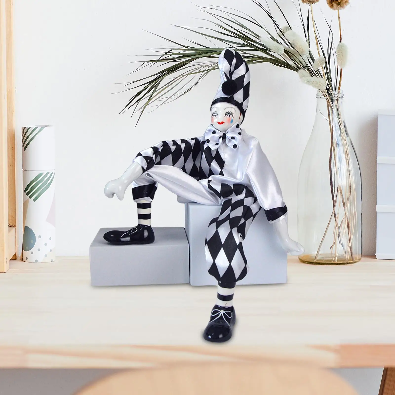 

Doll Porcelain Figure Doll Ornament Cloth Model Harlequin Doll for