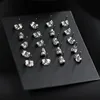 LUXUSTEEL Luxury Crystal Stud Earrings For Women Men Silver Color Stainless Steel Square Cubic Zirconia 3mm-10mm Fashion Jewelry 5