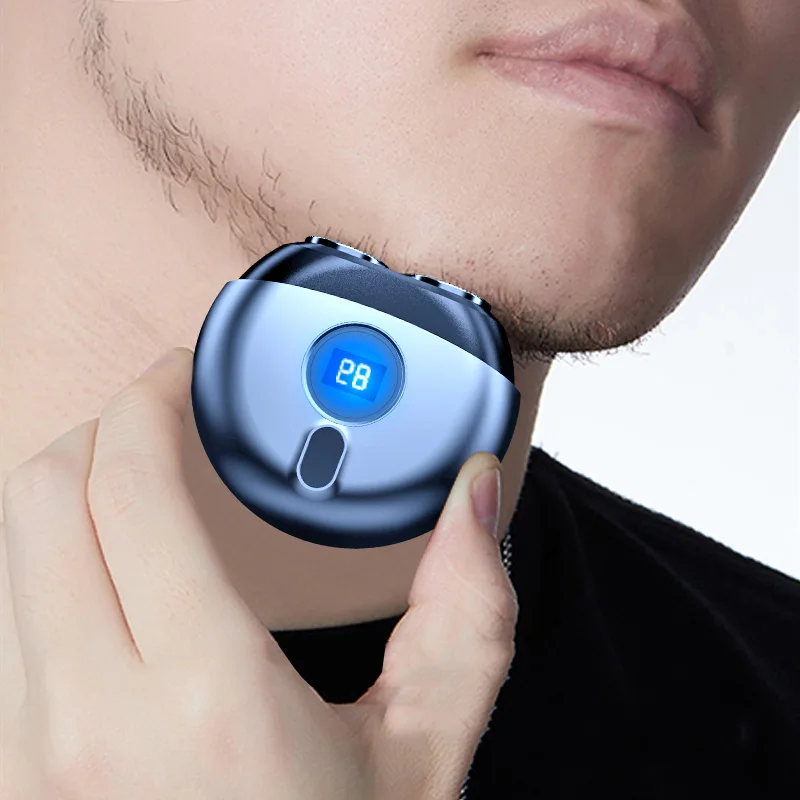 Portable Travel Beard Shaver Magnetic Cap Intelligent LED Display Dry Wet Use Double Ring Blades Saucer Pocket Electric Razor usb rechargeable lint remover with 6 blades xiaomi style portable electric fabric shaver for clothe quilt household lint remover