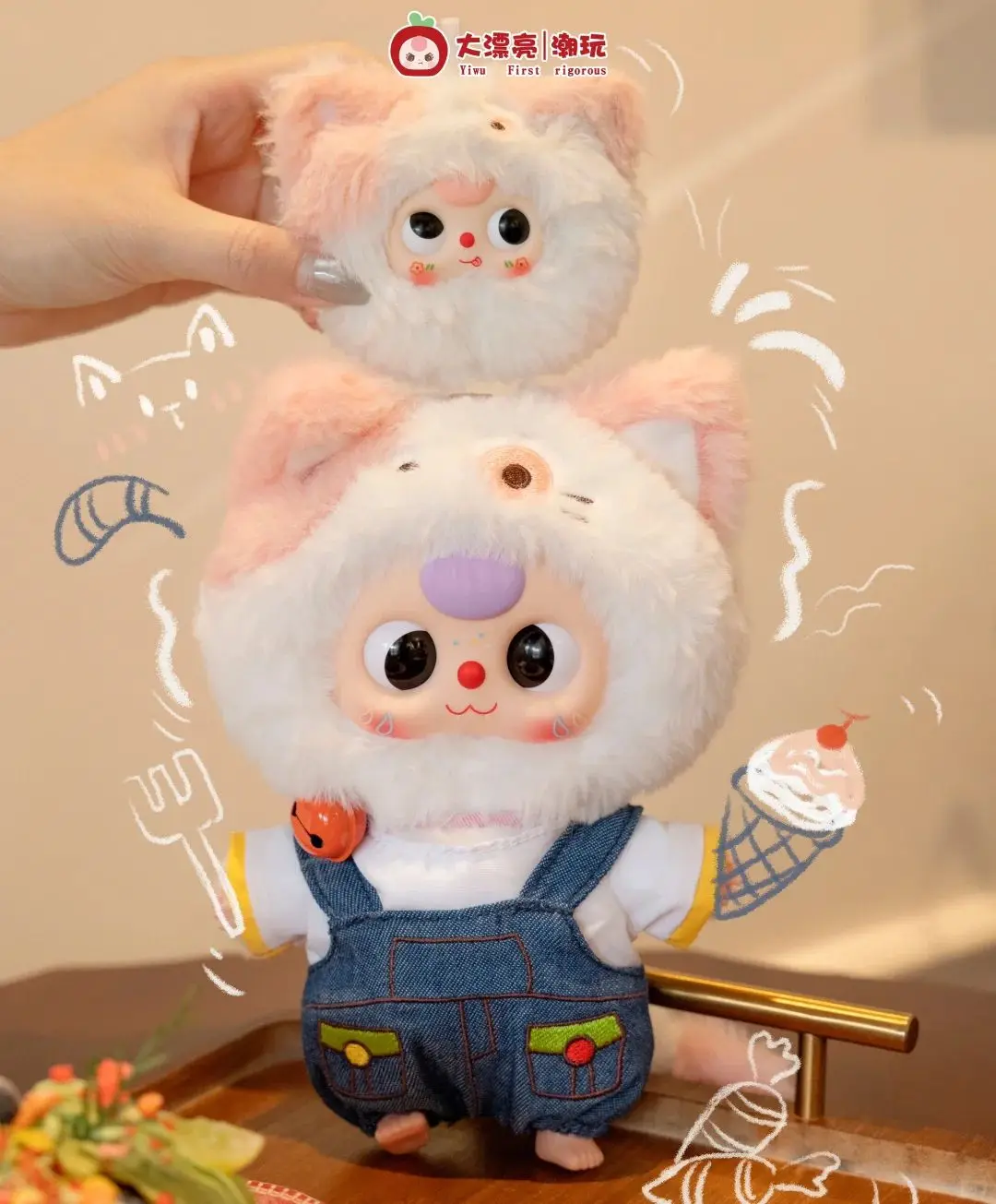 Genuine New Baby Three Release Kitten Wardrobe Plush Vinyl Blind Box Collectible - 6pcs/Set Trendy Birthday Gift Doll