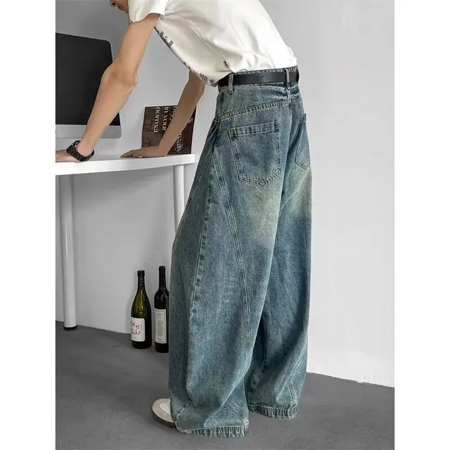 Jean Baggy à jambes larges pour hommes, Streetwear unisexe, pantalon de danse Hip Hop, coupe ample, surdimensionné, survêtement urbain, vêtements de danse de rue 1