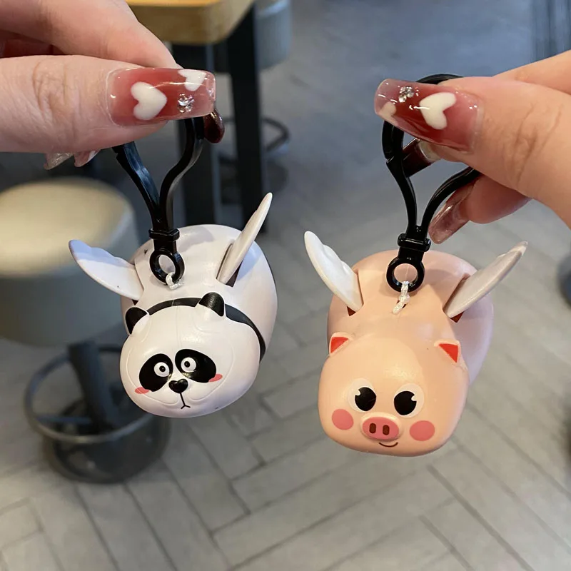 

Little Flying Pig Pendant Pull Wire Pig Pull Rope Flying Tiger Wings Little Pig Cartoon Keychain Car Decoration