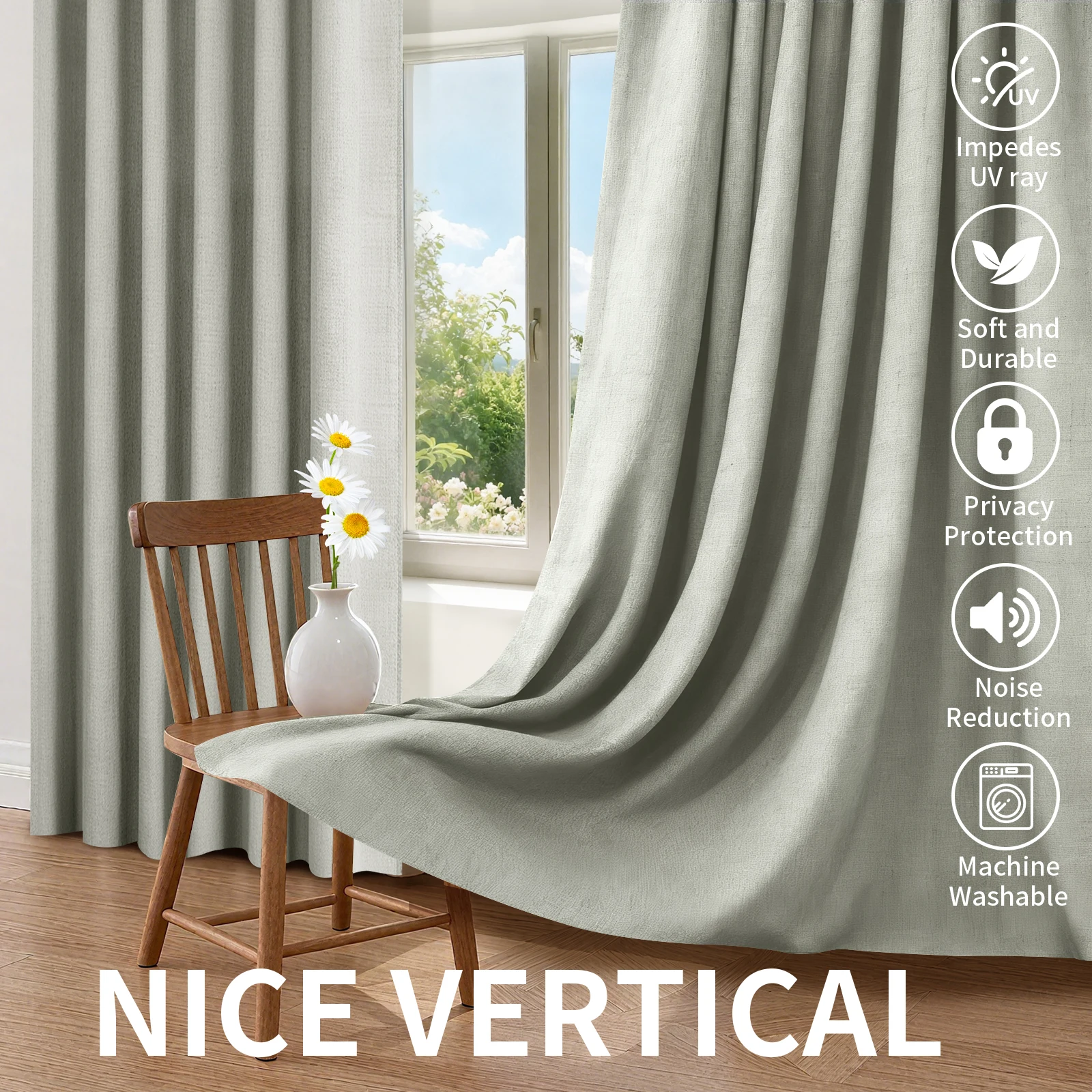 Blackout Linen Curtains - Thermal Eyelet Panels | Soft Texture, Sun Blocking Drapes