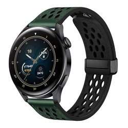 Premium Leather Magnetic Strap - 20mm/22mm Breathe Bracelet - 22mm (Green)