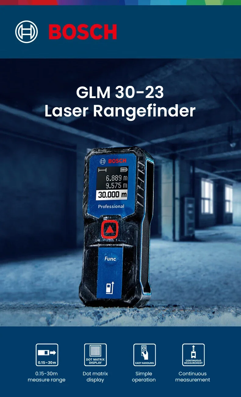 Description Picture 2 of itemBOSCH GLM 30-23 Laser Range Finder Double Button High Precision Lightweight Modern Screen Measurement Laser Measure RangeFinders