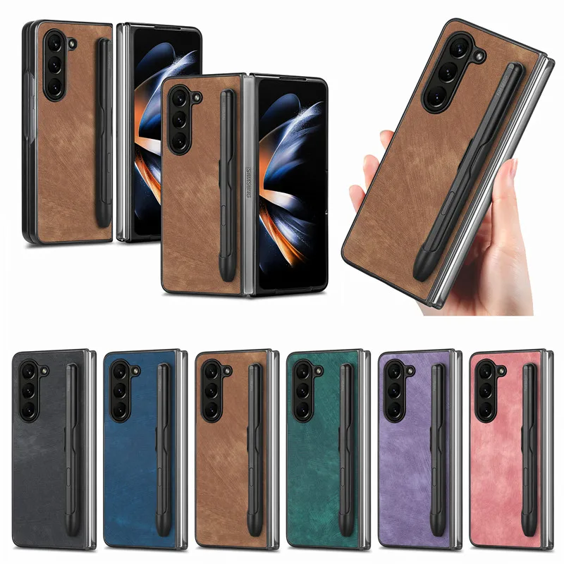 

Складной чехол в стиле ретро для Samsung Galaxy Z Fold5, складной 5 чехол для телефона с защитой от царапин и слотом для ручки