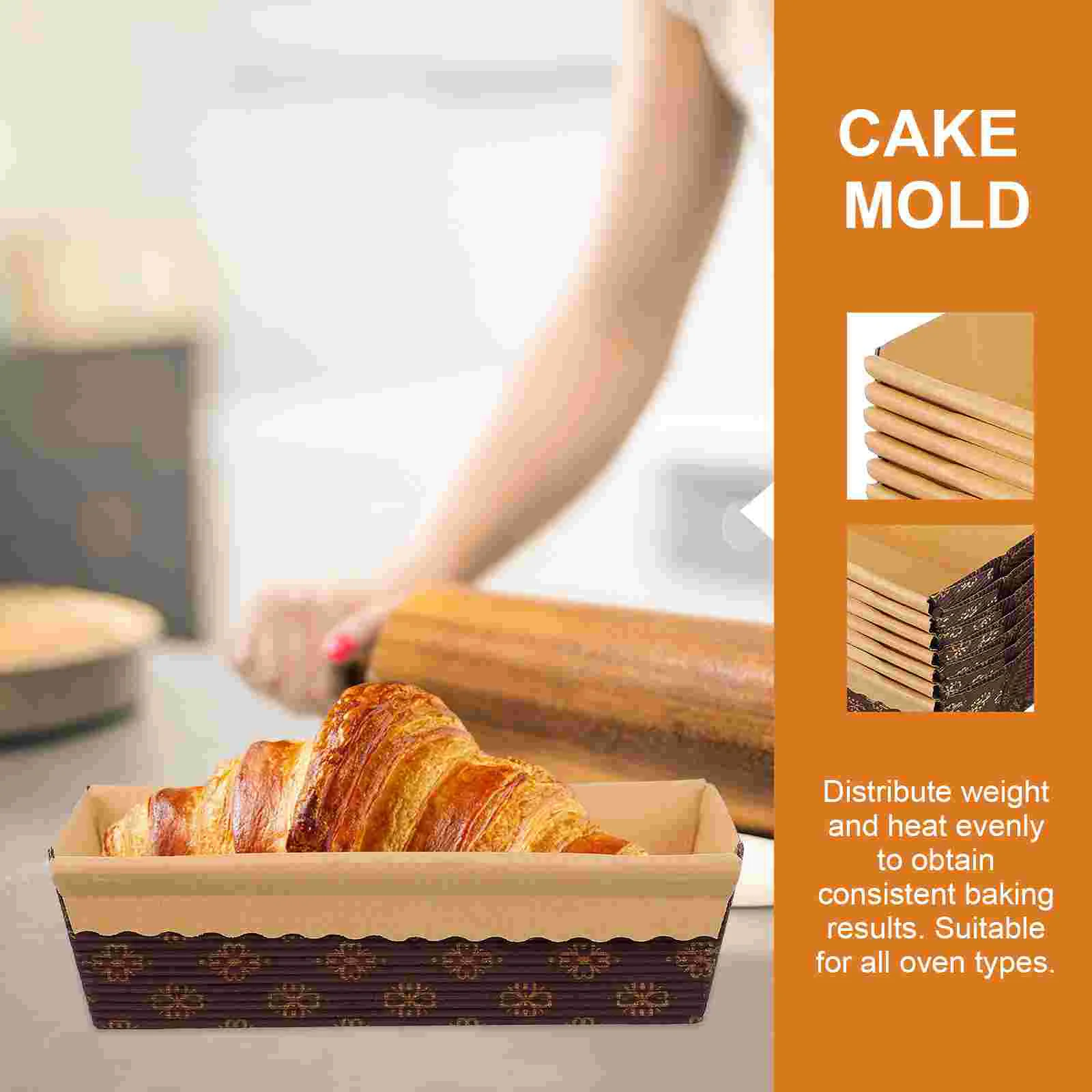 50pcs Baking Pans Paper Pan Loaf Bread Mold Toast Disposable Cakes
