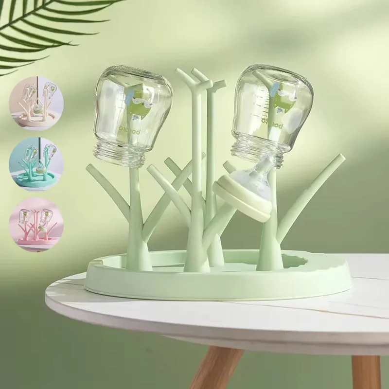 Baby Feeding Bottle Drain Rack Removable Nipple Feeding Cup Holder Storage Drying Rack Bottle Tree Shape for Baby