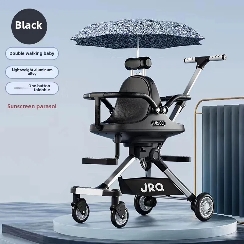 Baby Stroller Double Baby Stroller Trolley Car Portable Folding Stroller Two Kids Child Trolley Pushchair Baby Light Stroller With Parasol