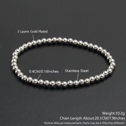 Elegant Stainless Steel Gold & Silver Beaded Bracelet Set - Unisex Jewelry Accessory (NH08-8)