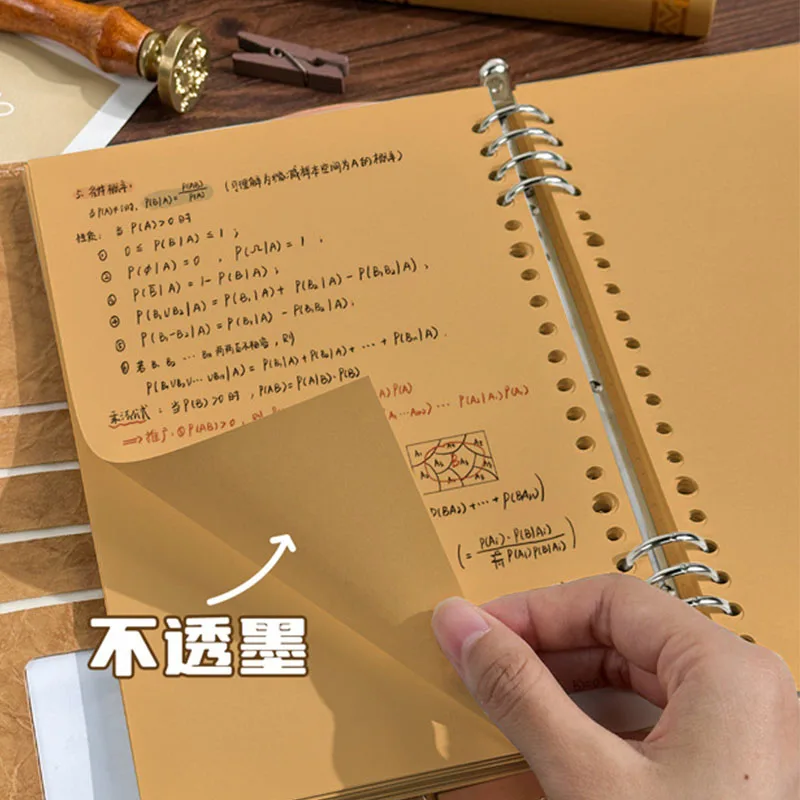 A5 Kraft Paper Loose Leaf Notebook, Retro Hand Account Book,Multifunctional Journal for Students Office & Daily Use - 6