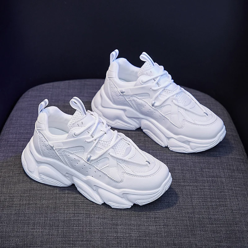 New Women Chunky Sneakers Fashion Comfortable Running Sport Shoes Woman Vulcanize Shoes Female White Thick Sole Platform Casual