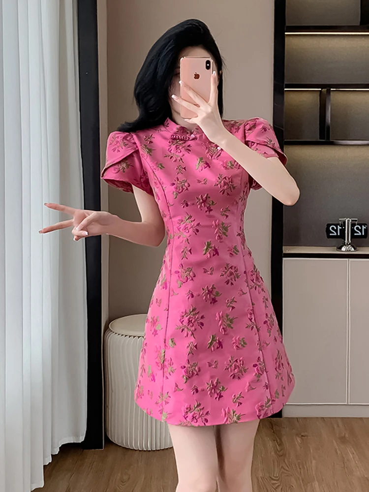 Vestido Corto Vestido Rosa Aliexpress Vestido Corto De Gasa Rosa