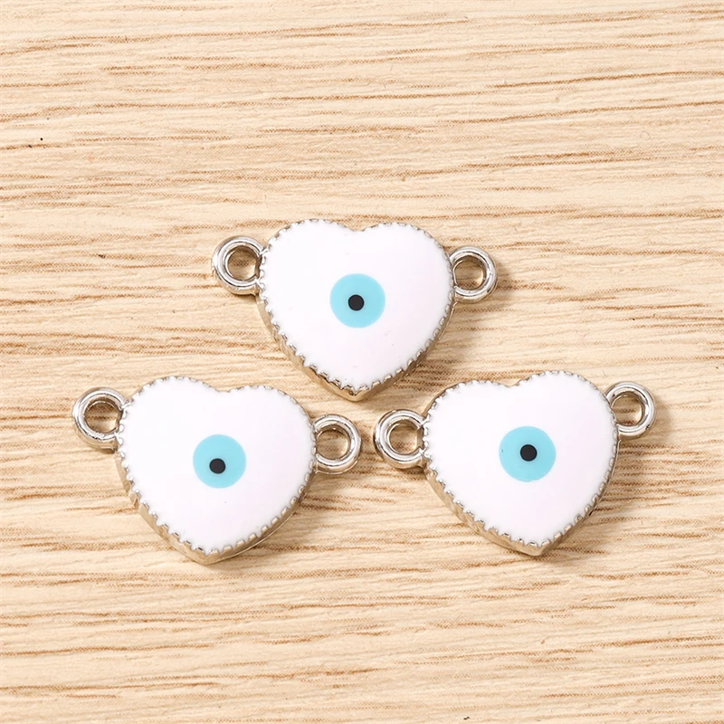 10 Stück 20 x 13 mm niedliche bunte Emaille-Liebesherz-Anhänger-Verbinder für die Schmuckherstellung, DIY-Halsketten, Armbänder, handgefertigte Bastelgeschenke – Detail 16