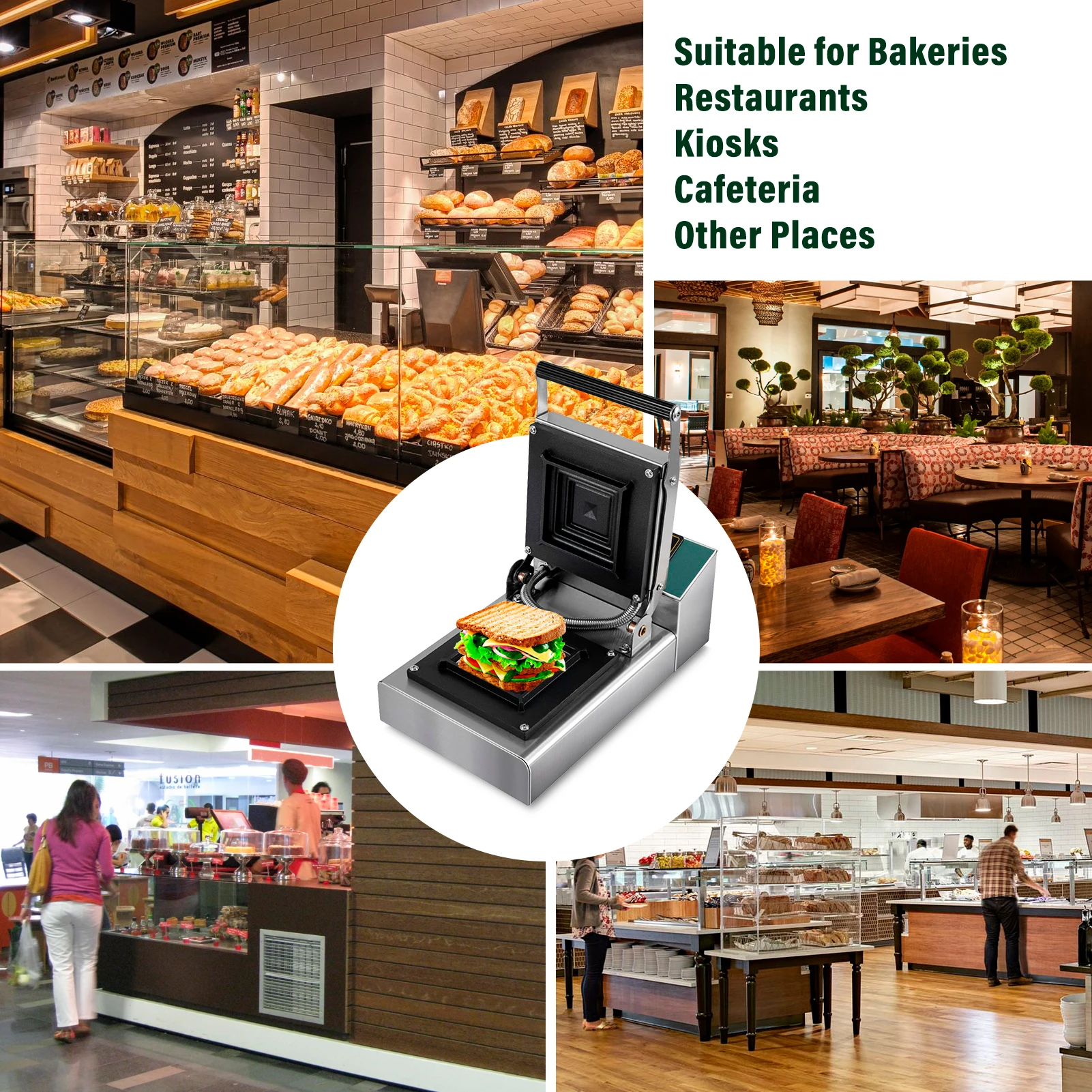 Grilled Sandwich Maker Sandwich Toaster with Indicator Lights 1000W Electric Non-Stick Hot Maker Press for Tuna Melts