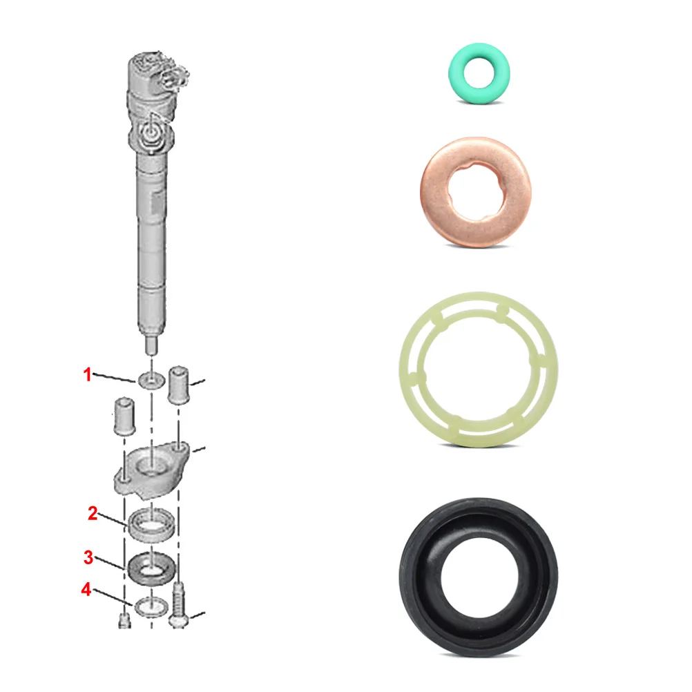 FUEL INJECTOR SEAL WASHER ORING SET FOR FORD FIESTA MK5 2002-2010 1.6TDCI 1314368 1432205 diesel injector gasket,injector repair kits,fuel injector micro filter