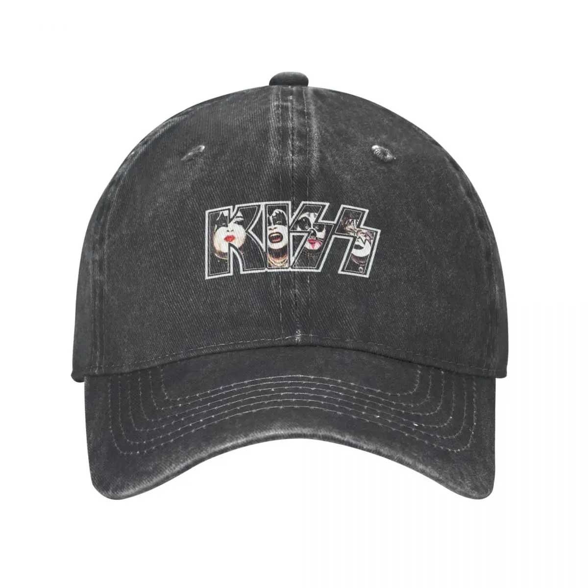 

Kiss The Band Logo With Members In It Men Women Baseball Caps Distressed Cotton Caps Hat Outdoor All Seasons Travel Sun Cap