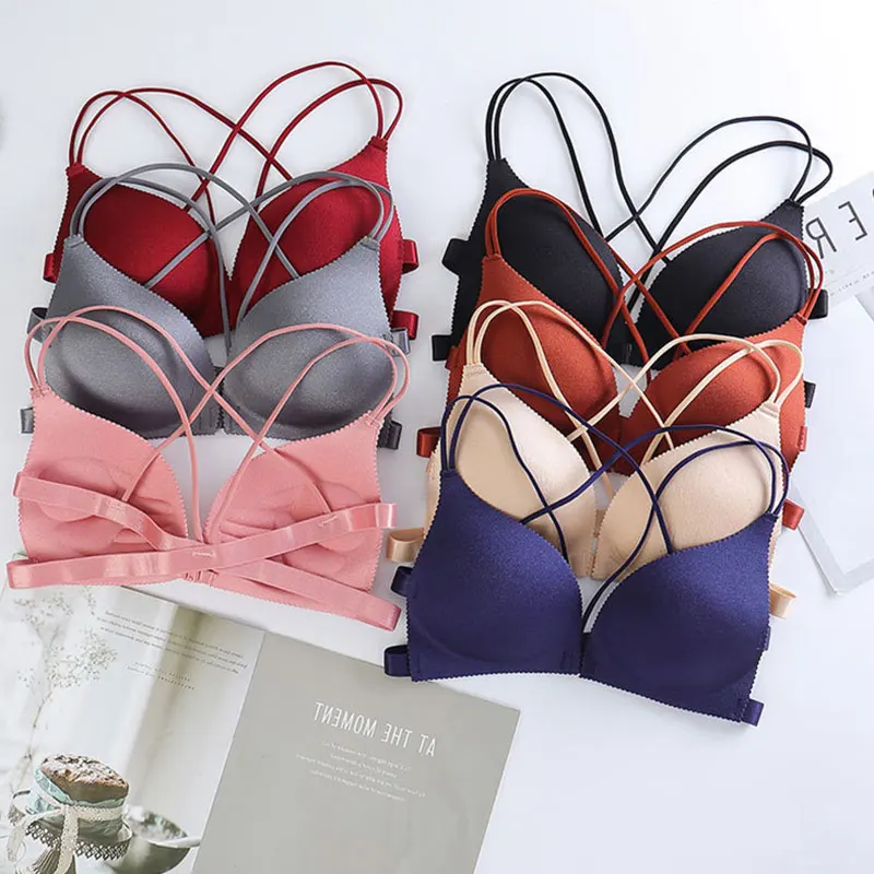 

Women Front Buckle Wrap Bra Underwear Ladies Sports Sexy No Steel Ring Sling Bra Seamless Vest Tube Top Bralette Lingerie