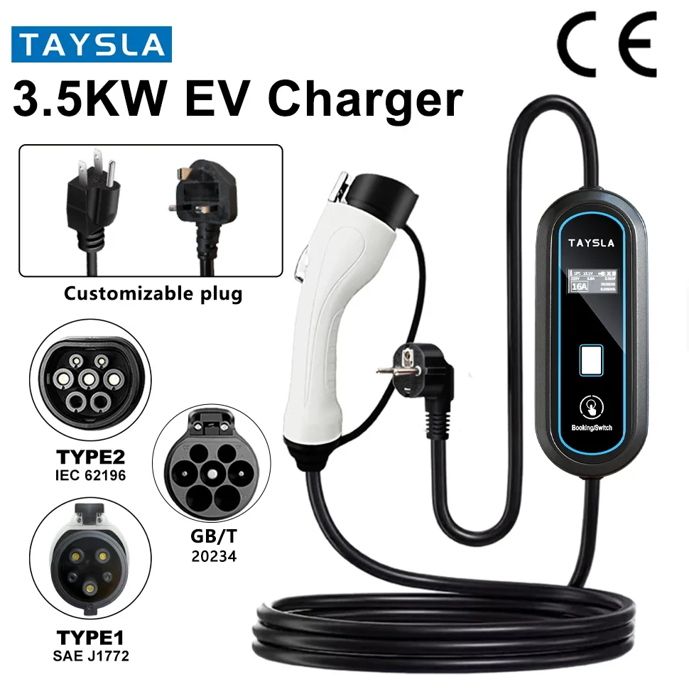 Caricatore Auto Elettriche Tipo 2 Schuko 3.68kW - 230V/16A, 5m, Con LED, Per VE E Ibride, Portatile - Foto 7