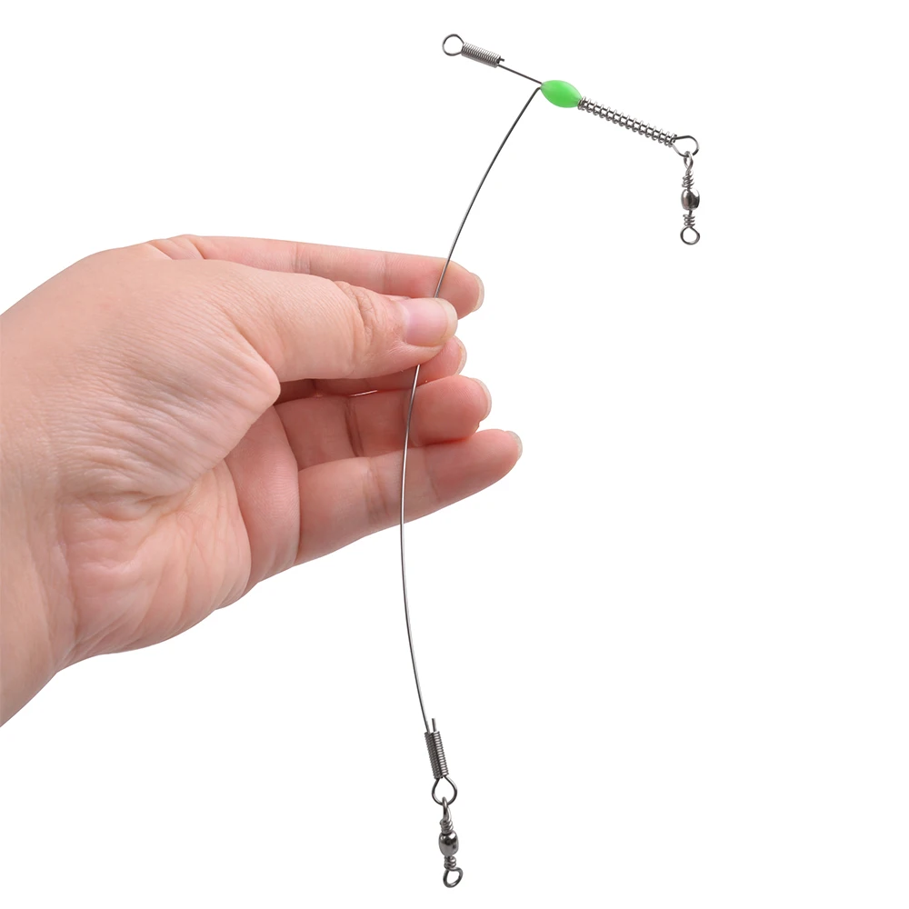5 Rigs de pêche avec émerillons perles lumineuses et hameçons pour leurres et appâts acier inoxydable
