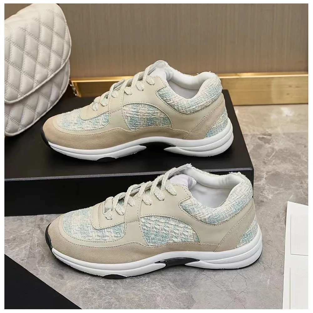 Spring Fall New Styles Multi ColorCasual Sneakers New Styles Leather Premium Woman Flat Shoes Lace-Up Breathable Runner Shoes 43
