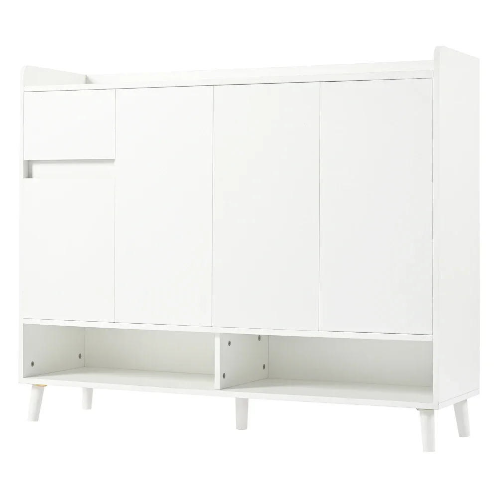 Mehrzweck-Sideboard-Schuhschrank mit Schubladen – großer Stauraum, 4-türiges Design für Esszimmer und Wohnzimmer, Heim-Organizer – Detail 7
