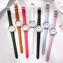 

Movement Women Quartz Watch Easy To Read Arabic Numerals Simple Dial PU Leather Strap Lady Candy Color
