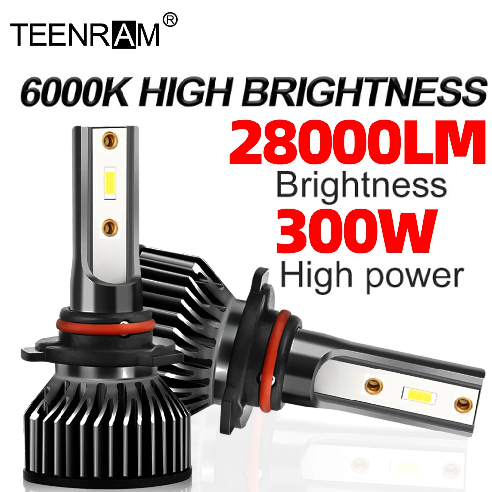 300W H7 캔버스 LED 헤드라이트 전구 28000LM H1 H4 H11 9005 HB3 9006 HB4 전면 램프 12V 6000K 화이트 터보 자동차 헤드램프 전구
