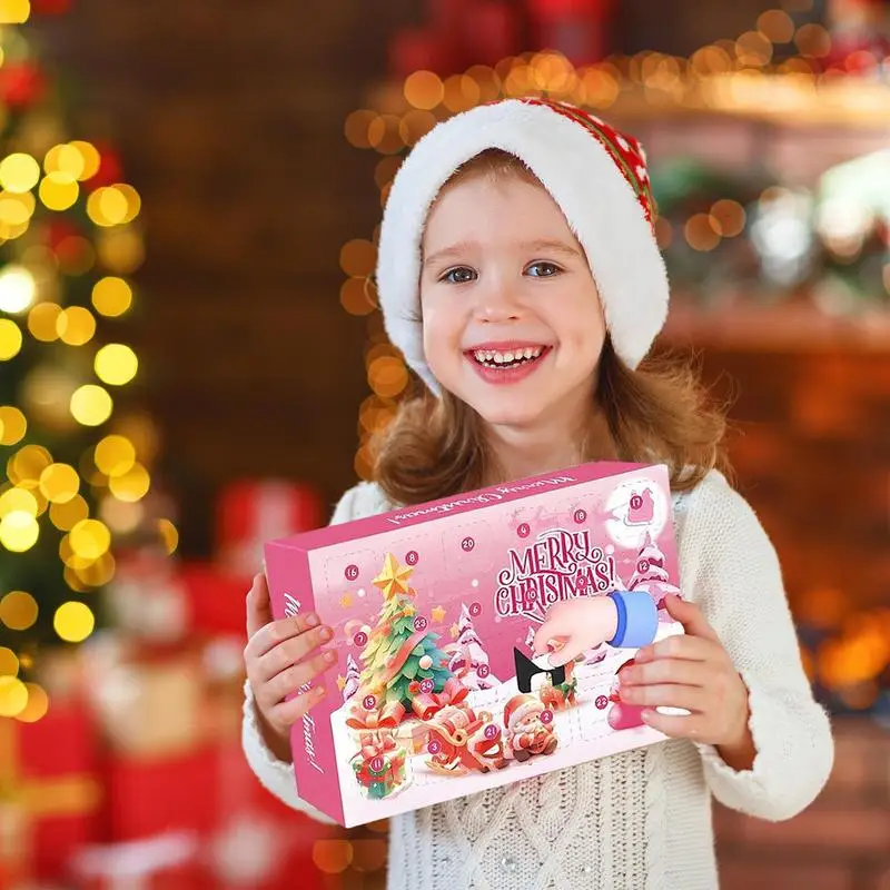 Christmas Countdown Calendar Pink Duck Gift Box Household Collectible Figures Duck Ornaments For Kids Toys