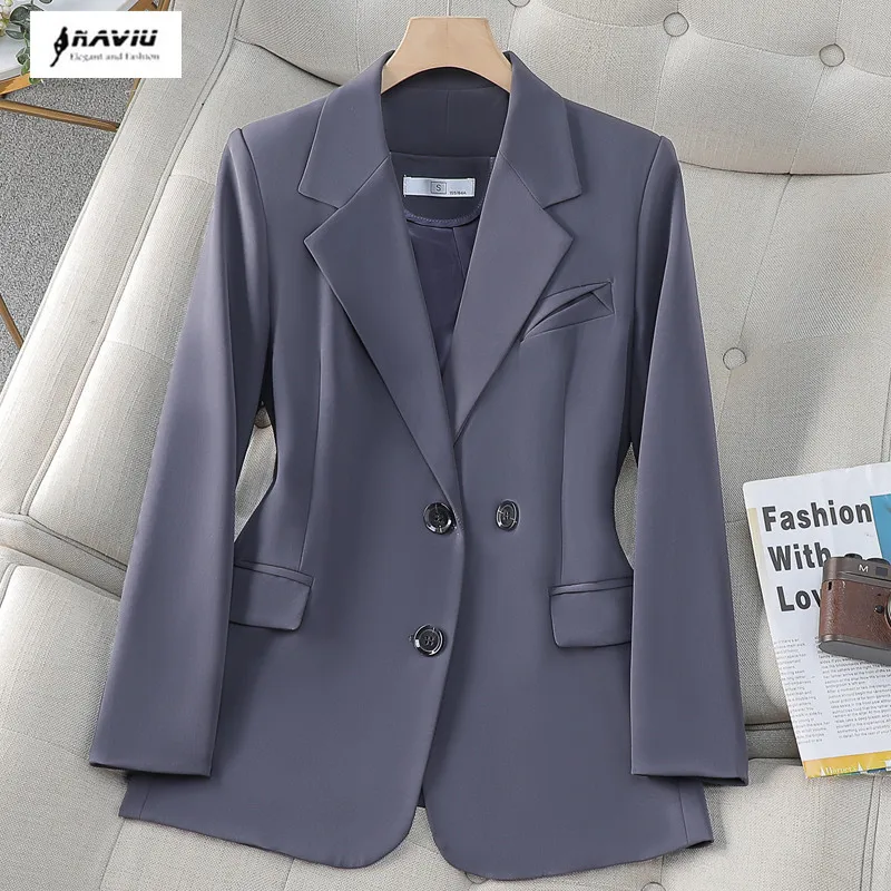 

New Fashion Blazer Coat For Women Long Sleeve French Style Casual Jacket Slim Single Breasted Lapel 2024 New Spring Autumn Coats